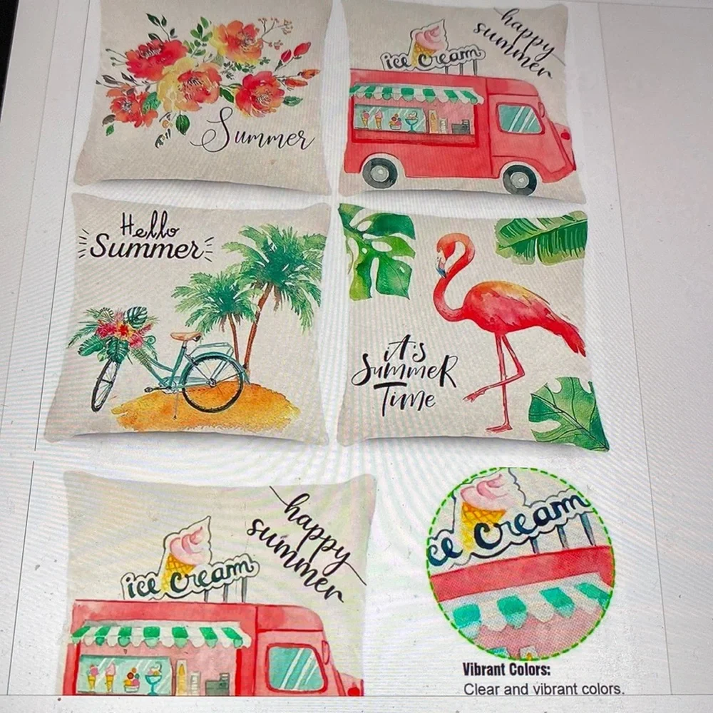 Summer pillow covers 18“ x 18“ set of 4  Farmhouse pillow case
